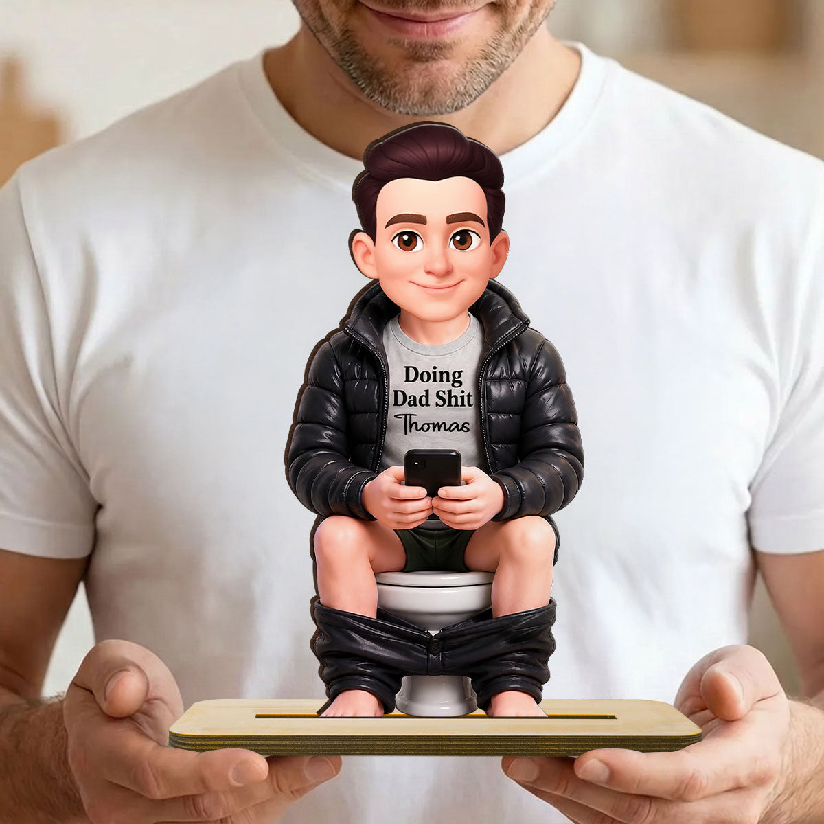 Doing Dad Sh*t Funny - Personalized 2-Layered Wooden Plaque - Funny Gift for Dad, Husband