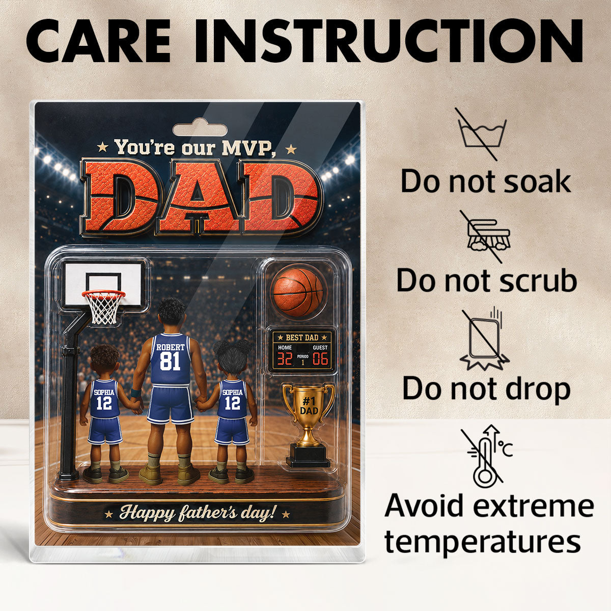 You Are Our MVP Basketball Dad, Custom Action Figure - Personalized Acrylic Block Plaque - Gift for Dad, Husband