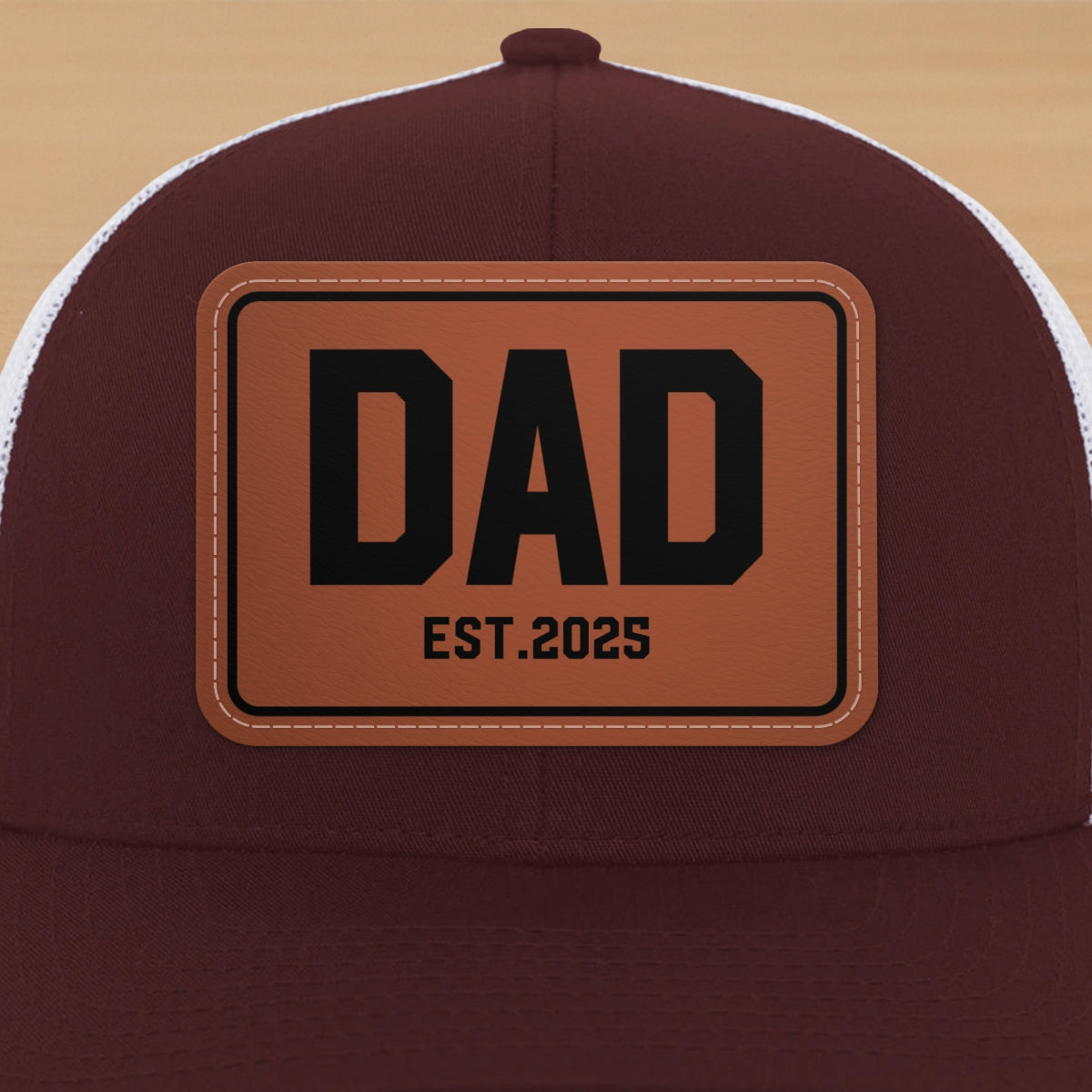 New Dad Mom Est. New Parents Gift Personalized Leather Patch Hat