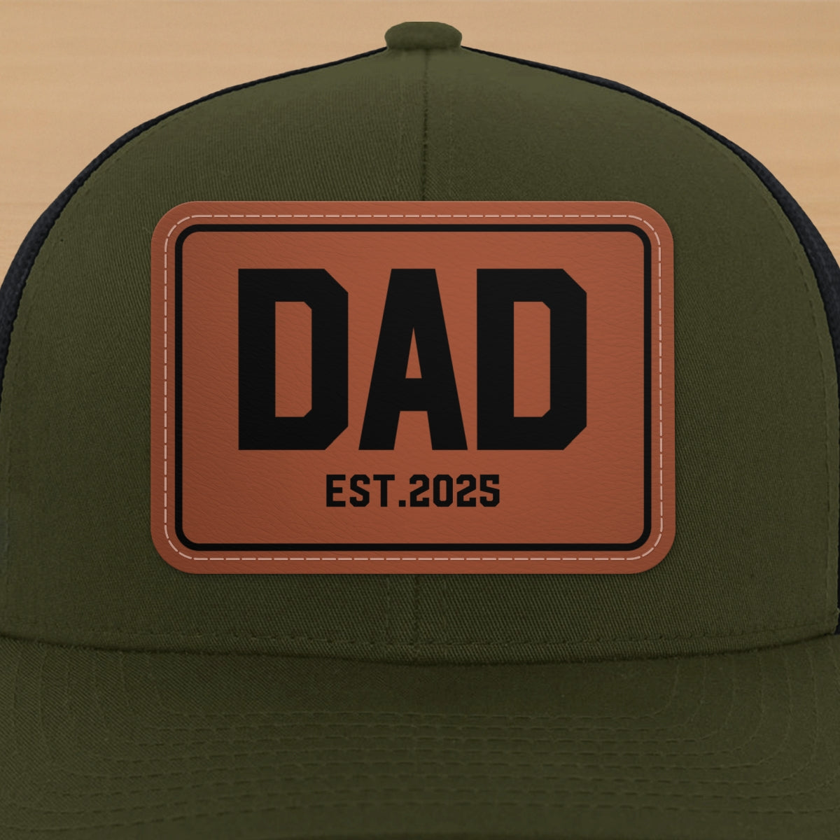 New Dad Mom Est. New Parents Gift Personalized Leather Patch Hat