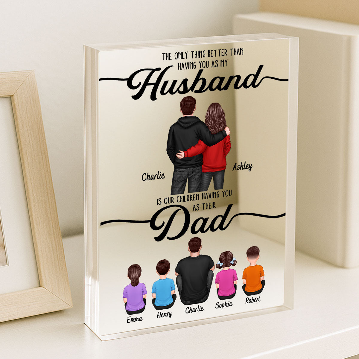 To My Husband Couple, Dad & Kids Personalized Acrylic Block, gift for Husband
