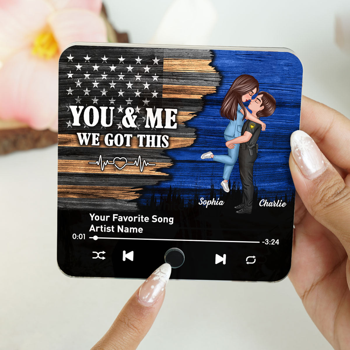 Hero Couple Hugging Kissing Favorite Song Personalized Music Fridge Magnet, Gift Gift For Her Gift For Him