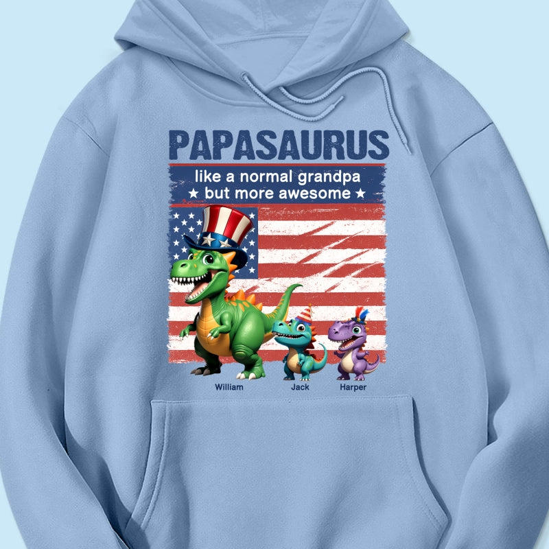Grandpasaurus And Kids 3D Effect Dinosaurs 4th Of July Independence Day Celebration Personalized Shirt