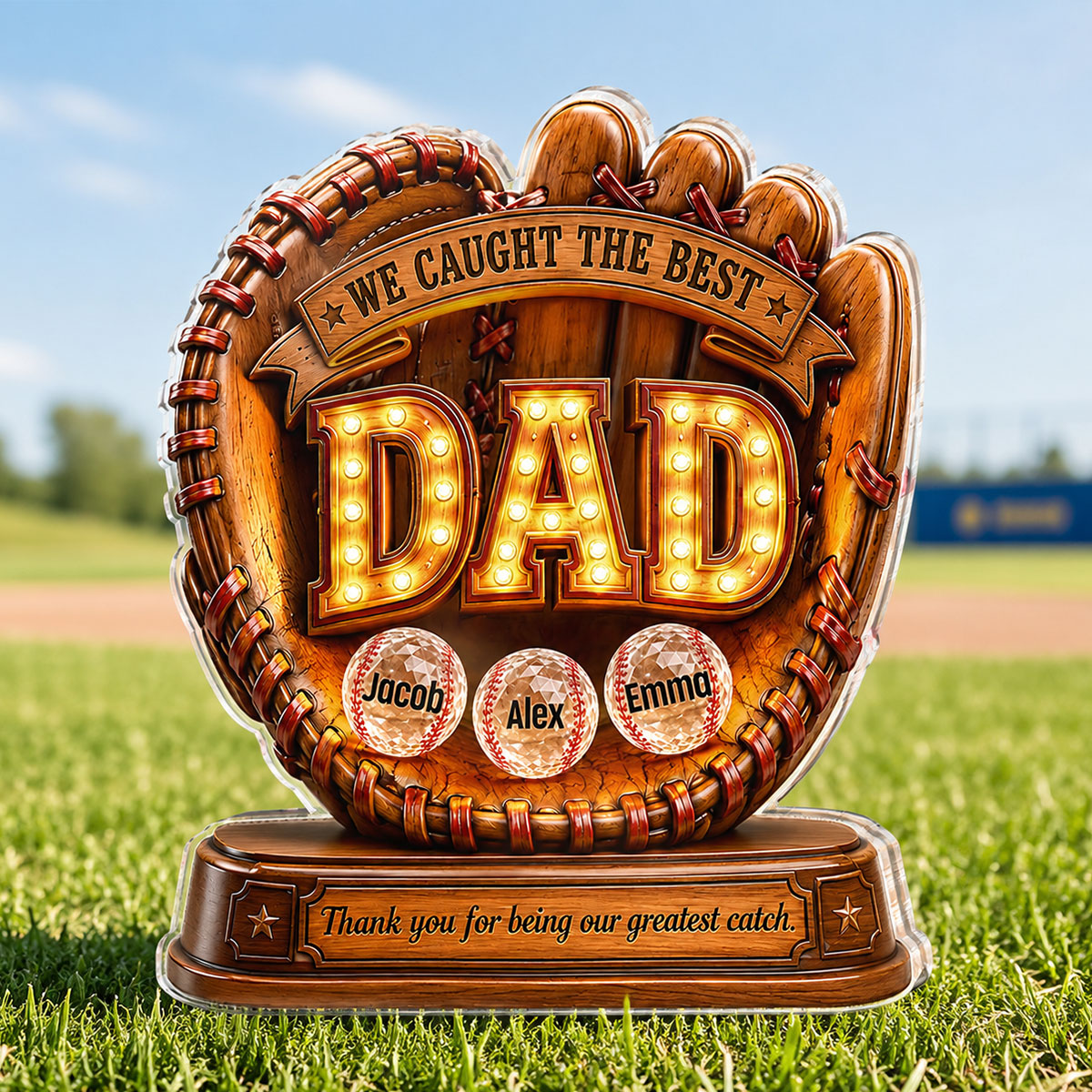 Great Baseball Dad - Personalized Acrylic Block Plaque - Gift for Dad, Husband