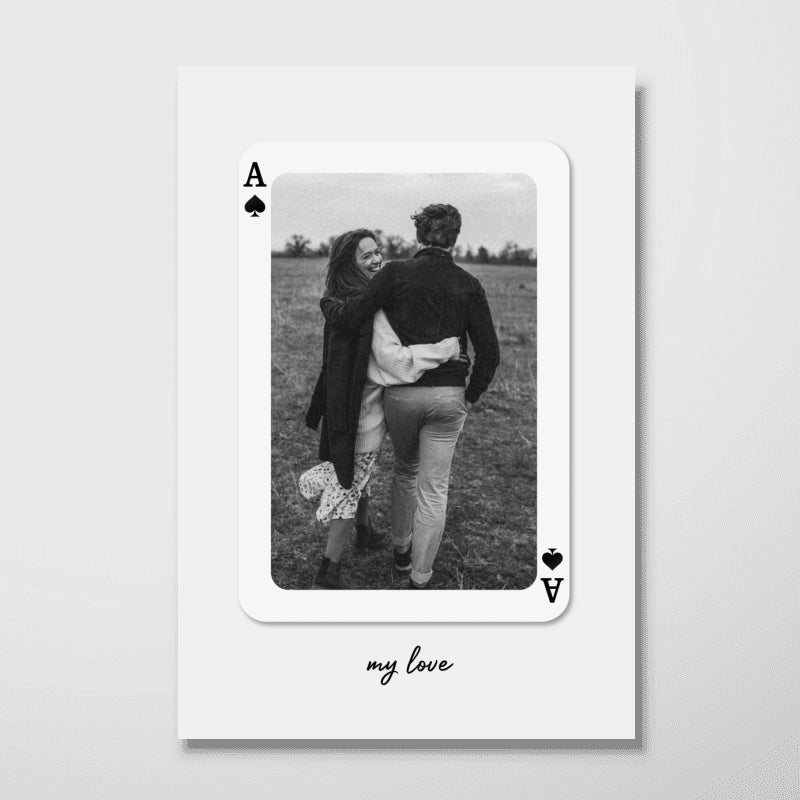 Custom Playing Cards Photo Print, Gift For Her Personalized Wall Art, Unique Couples Gift, Romantic Gift