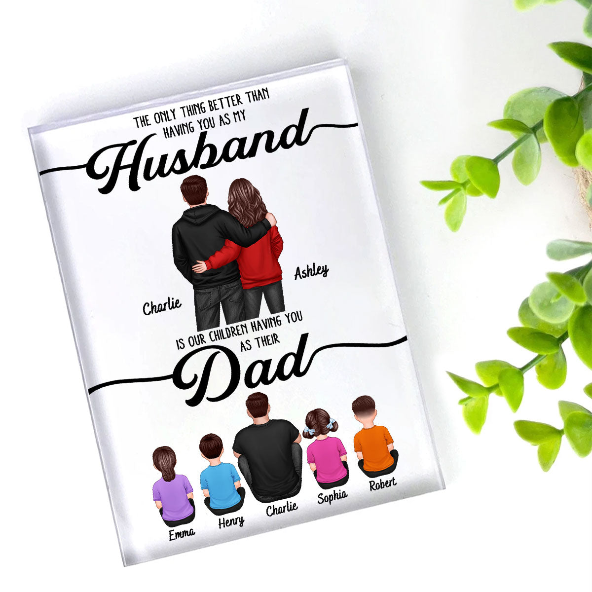 To My Husband Couple, Dad & Kids Personalized Acrylic Block, gift for Husband
