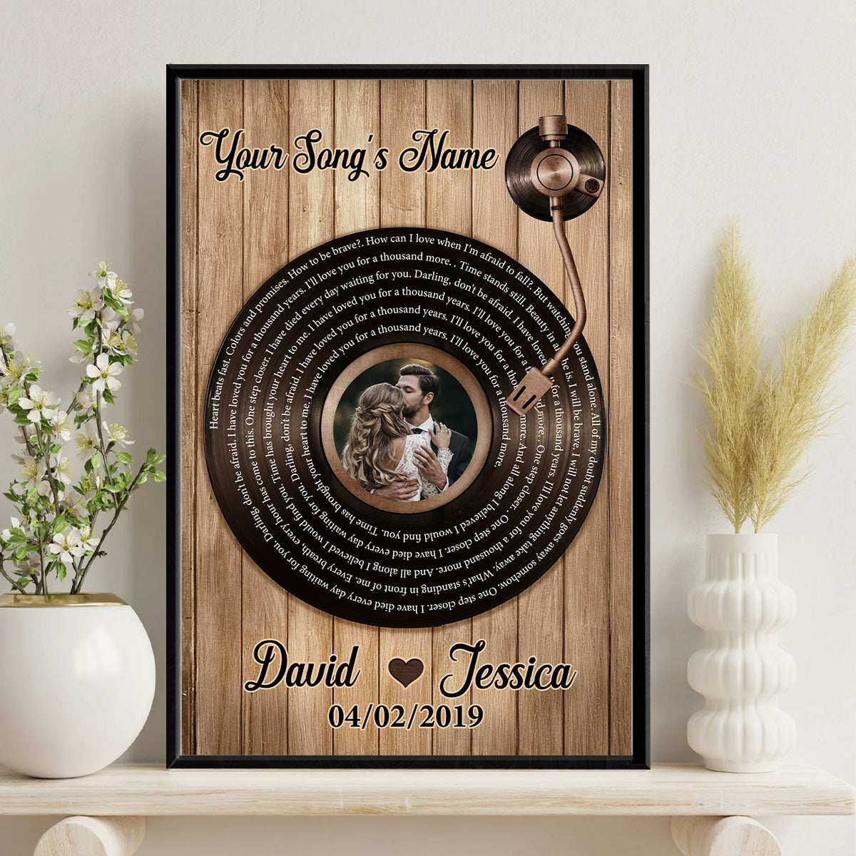 Upload Photo Vinyl Record Custom Song Lyrics Personalized Poster, Anniversary Wedding Gift For Her, For Him, For The Couple