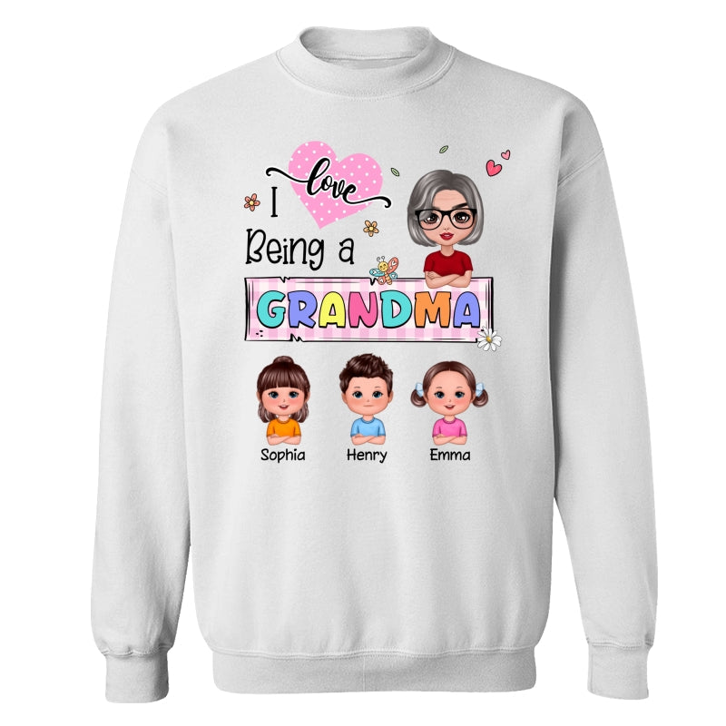 Love Being A Grandma Colorful Pastel Doll Grandma And Grandkids Personalized Shirt