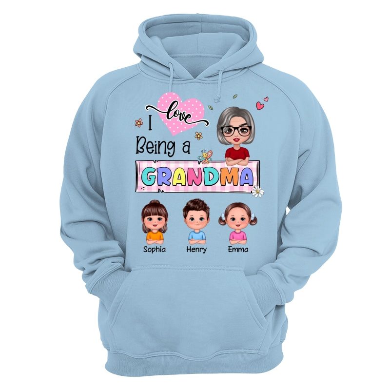 Love Being A Grandma Colorful Pastel Doll Grandma And Grandkids Personalized Shirt