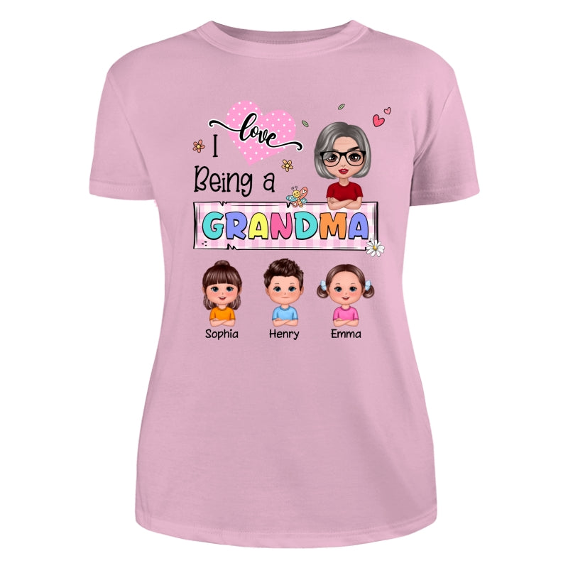 Love Being A Grandma Colorful Pastel Doll Grandma And Grandkids Personalized Shirt
