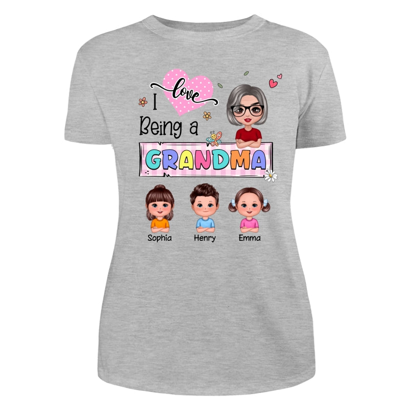 Love Being A Grandma Colorful Pastel Doll Grandma And Grandkids Personalized Shirt
