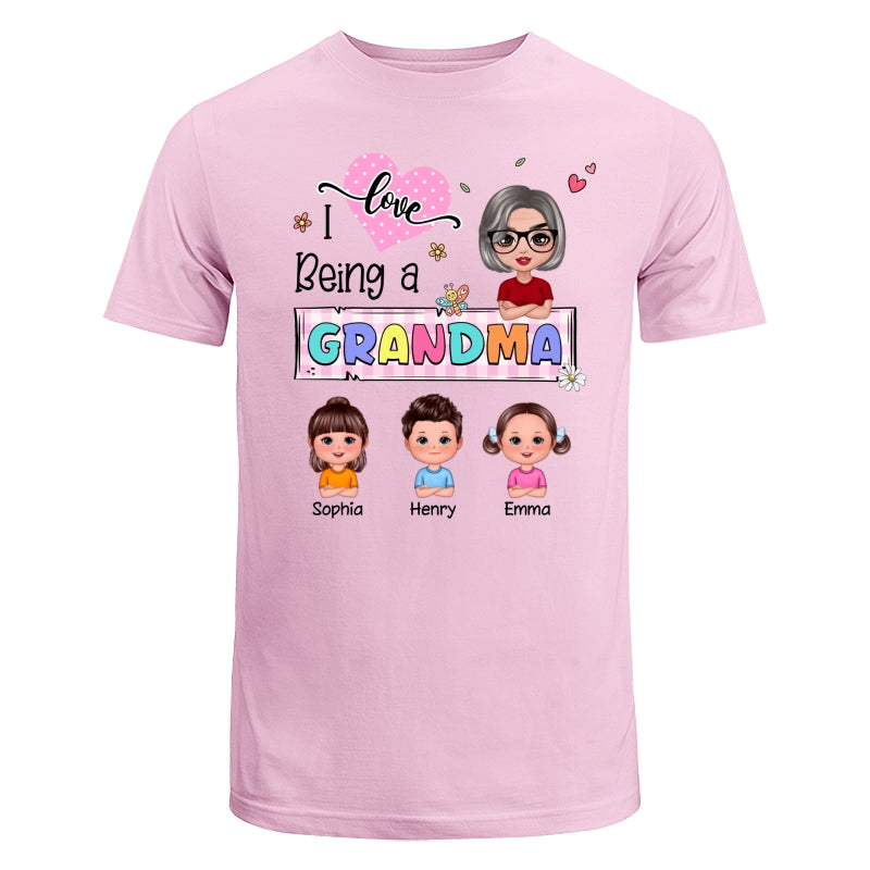 Love Being A Grandma Colorful Pastel Doll Grandma And Grandkids Personalized Shirt