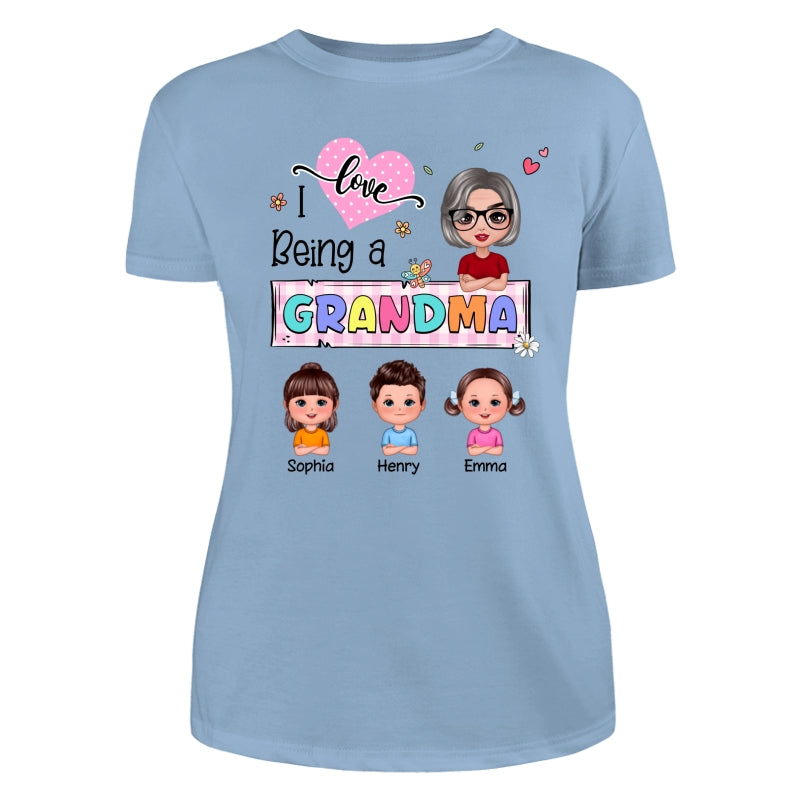Love Being A Grandma Colorful Pastel Doll Grandma And Grandkids Personalized Shirt