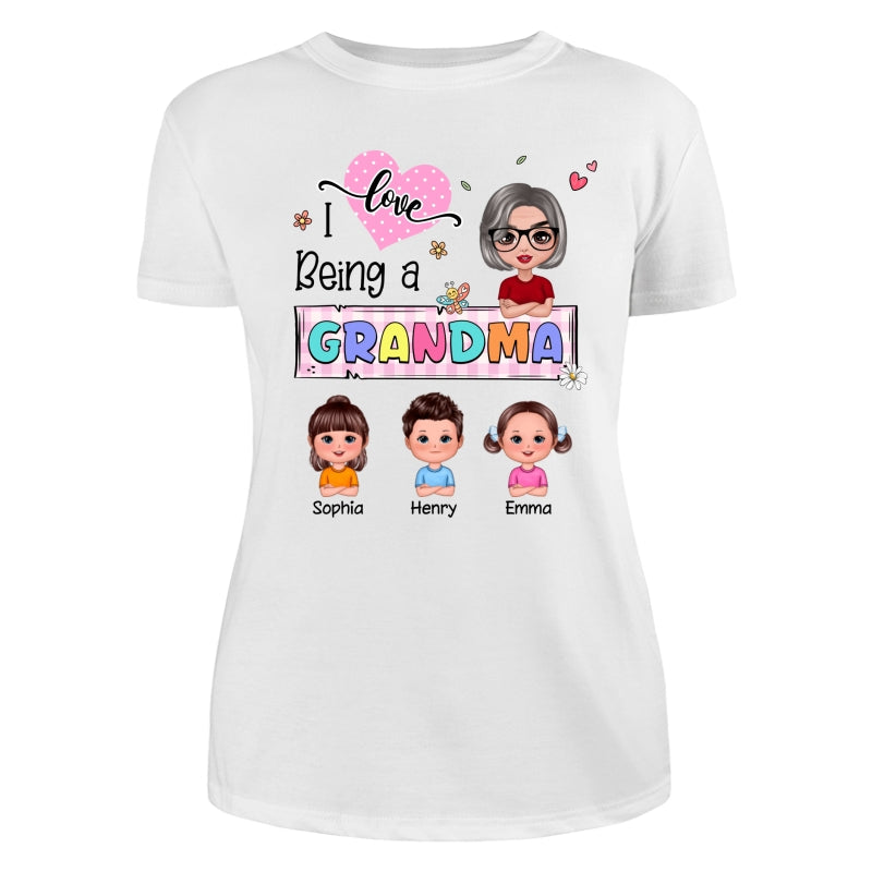 Love Being A Grandma Colorful Pastel Doll Grandma And Grandkids Personalized Shirt