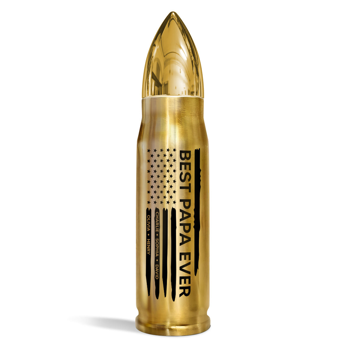 Best Dad Papa Grandpa Ever Kids Names In Nation Flag Personalized Bullet Tumbler