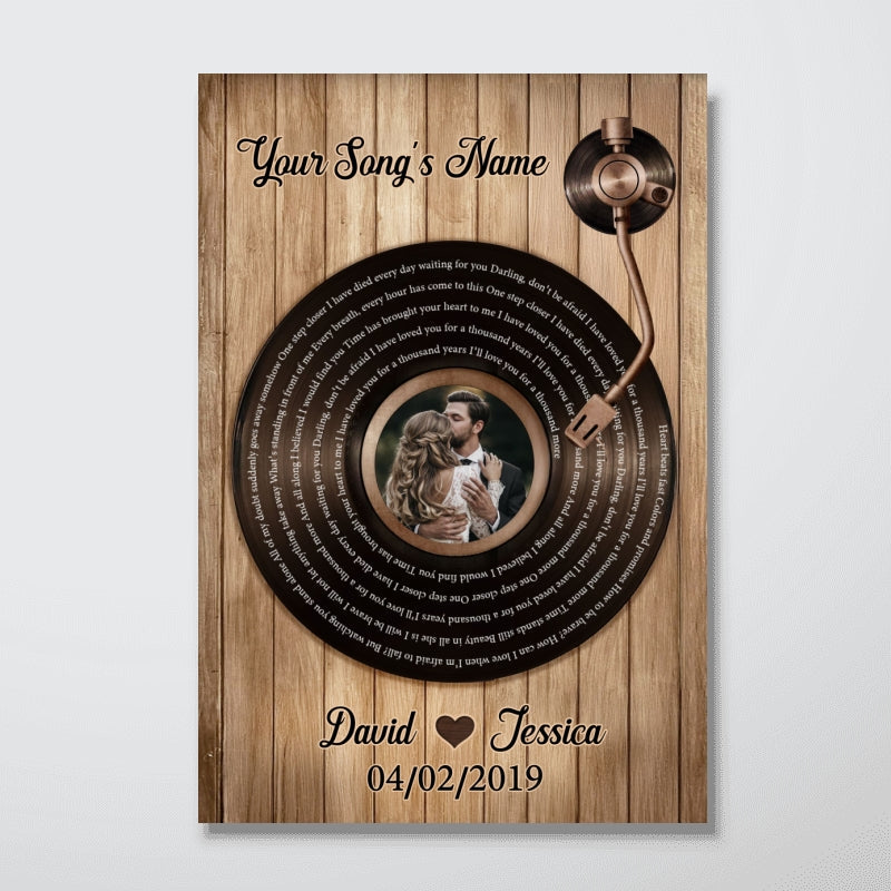 Upload Photo Vinyl Record Custom Song Lyrics Personalized Poster, Anniversary Wedding Gift For Her, For Him, For The Couple