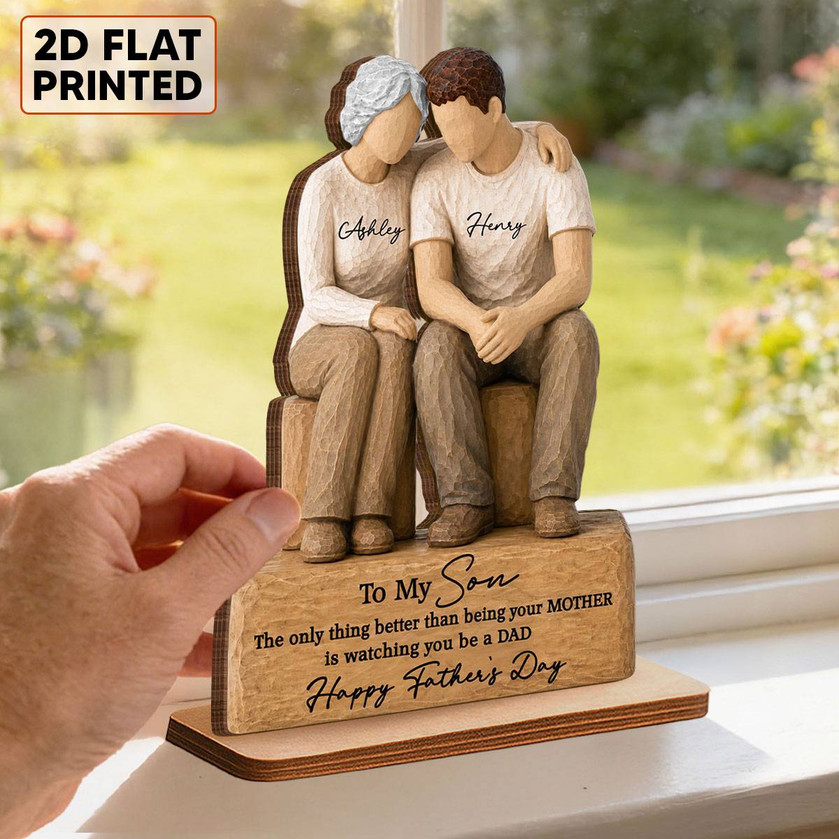 To My Son Watching You Be A Dad From Mom 2D Flat - Personalized 2-Layered Wooden Plaque - Gift For Son