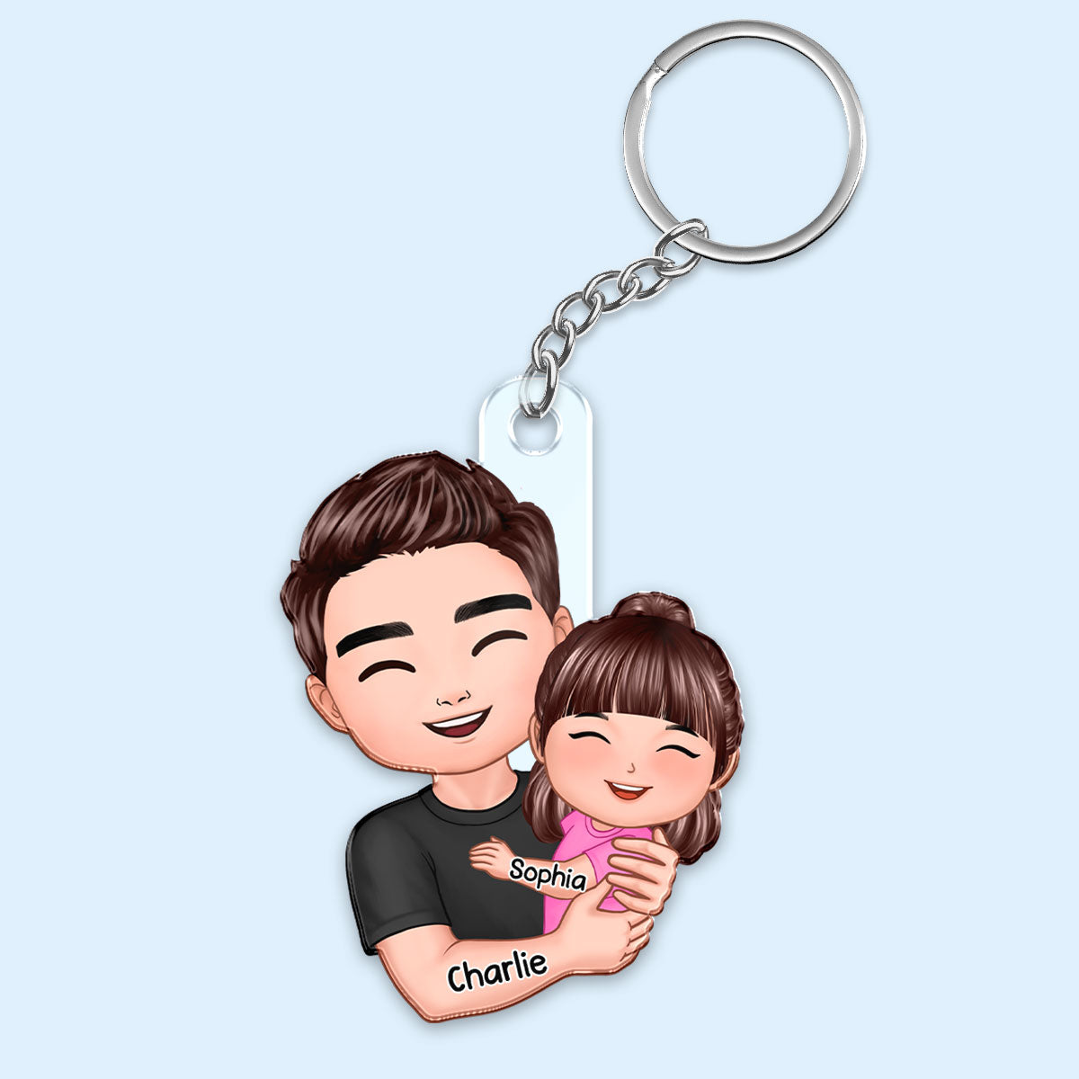Dad Hugging Kid Personalized Acrylic Keychain