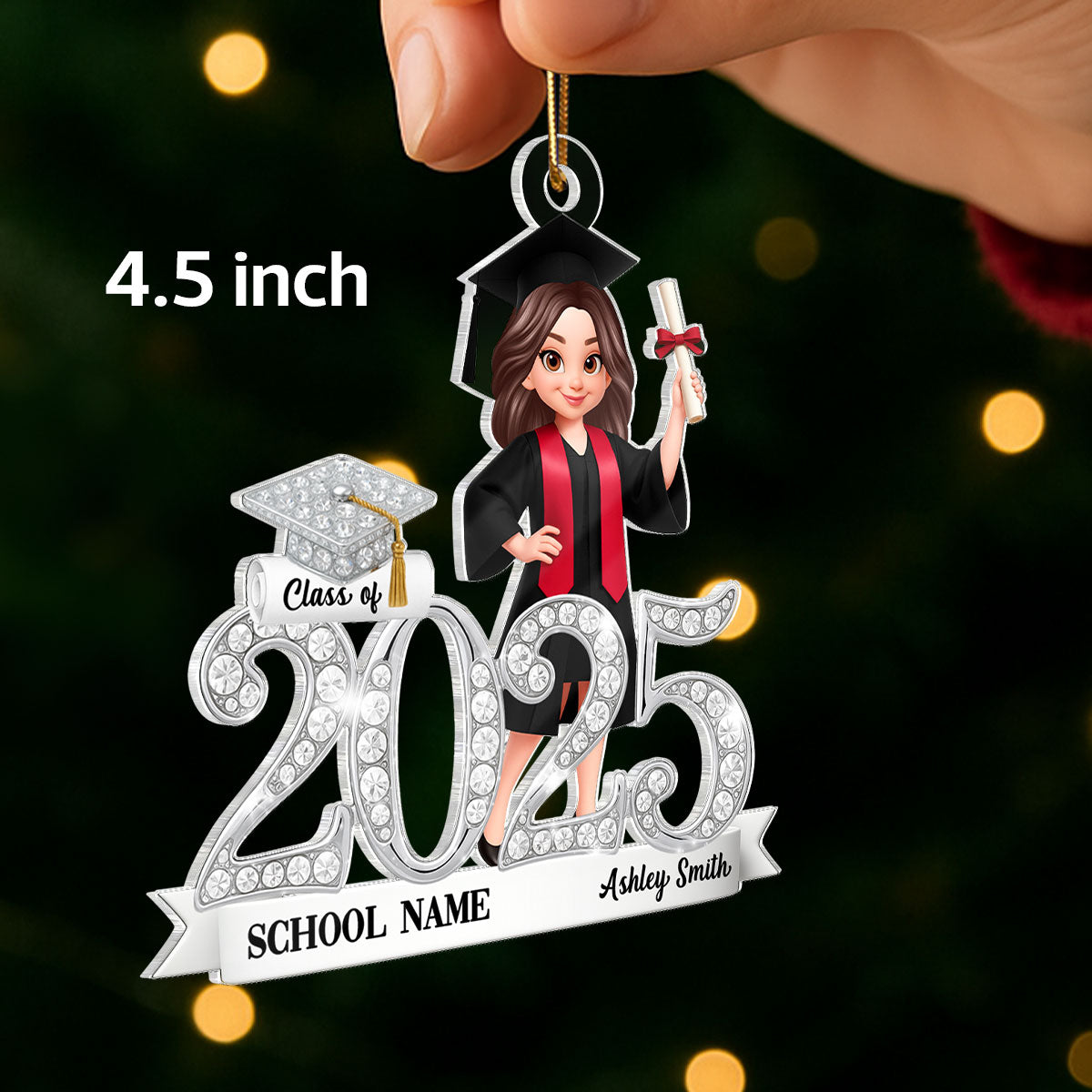 Class Of 2025 2026 3D Shining Effect - Personalized Acrylic Ornament - Christmas Gift for Senior