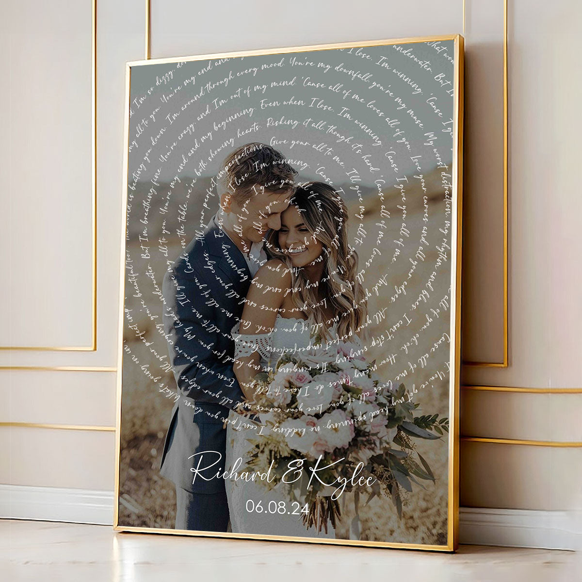 Wedding Song Lyrics with Photo Personalized First Dance Poster, Heartfelt Gift for her & for him, Vinyl Record