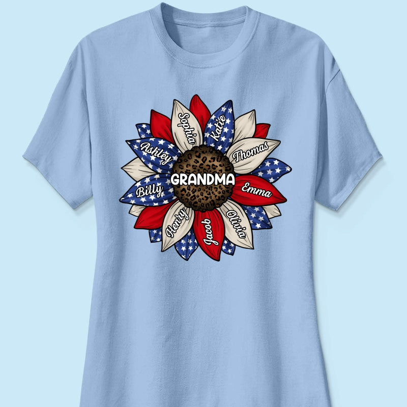 Grandma Leopard Nation Flag Sunflower Personalized Shirt
