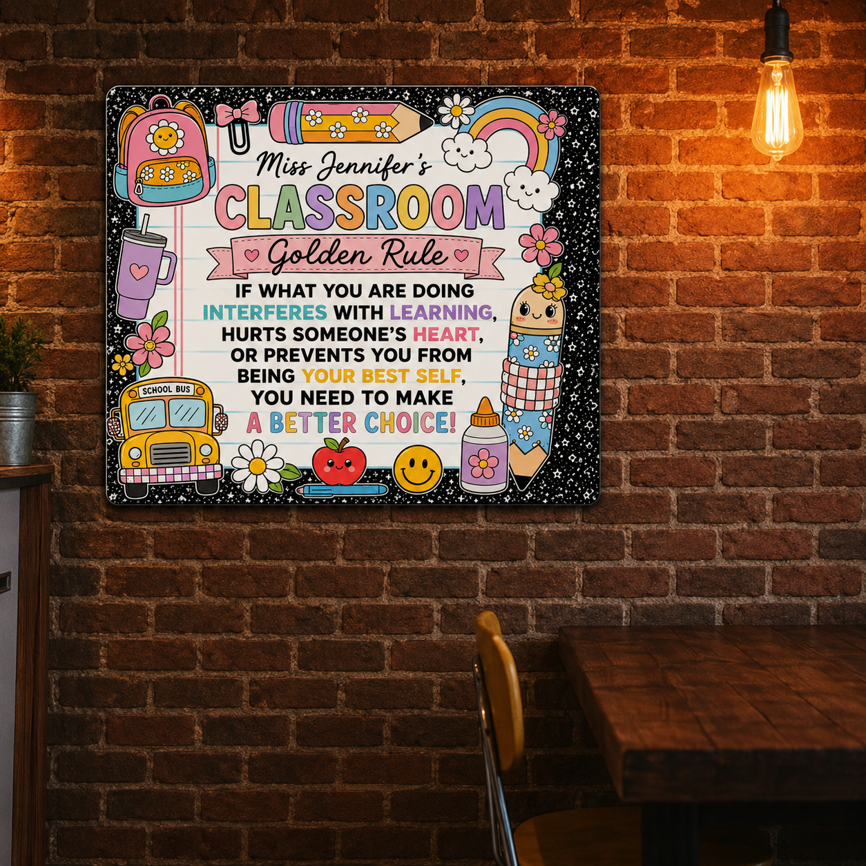 Classroom Golden Rule - Personalized Metal Sign