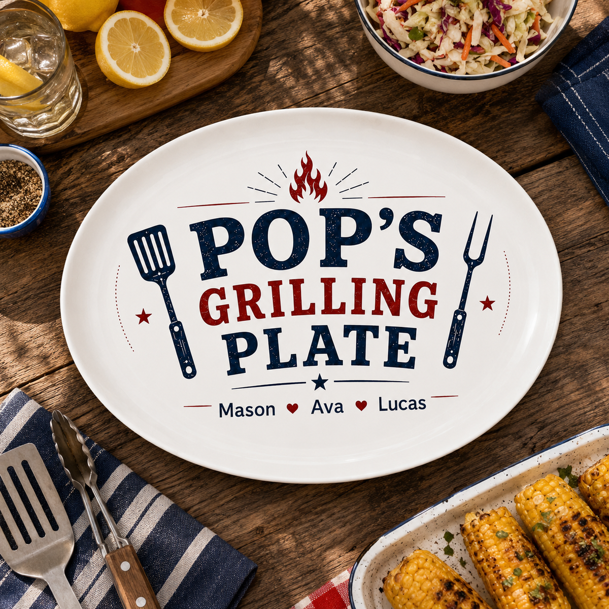 Personalized Grilling Platter Platter, Father's Day Grilling Custom Name Gift