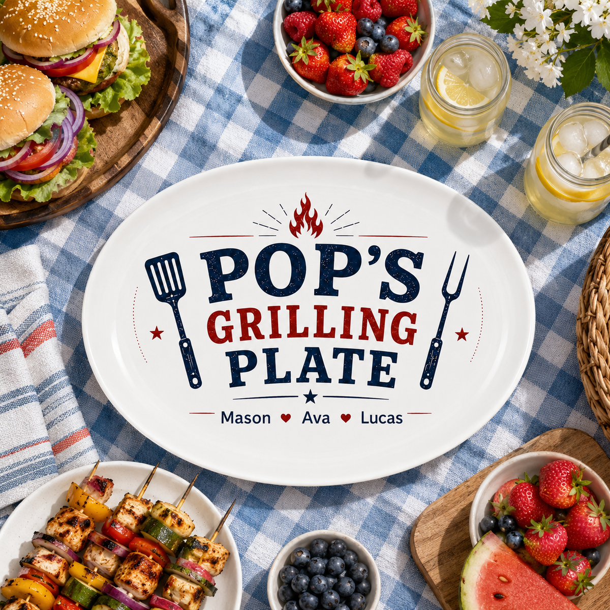 Personalized Grilling Platter Platter, Father's Day Grilling Custom Name Gift