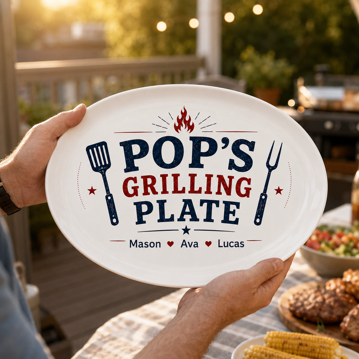 Personalized Grilling Platter Platter, Father's Day Grilling Custom Name Gift