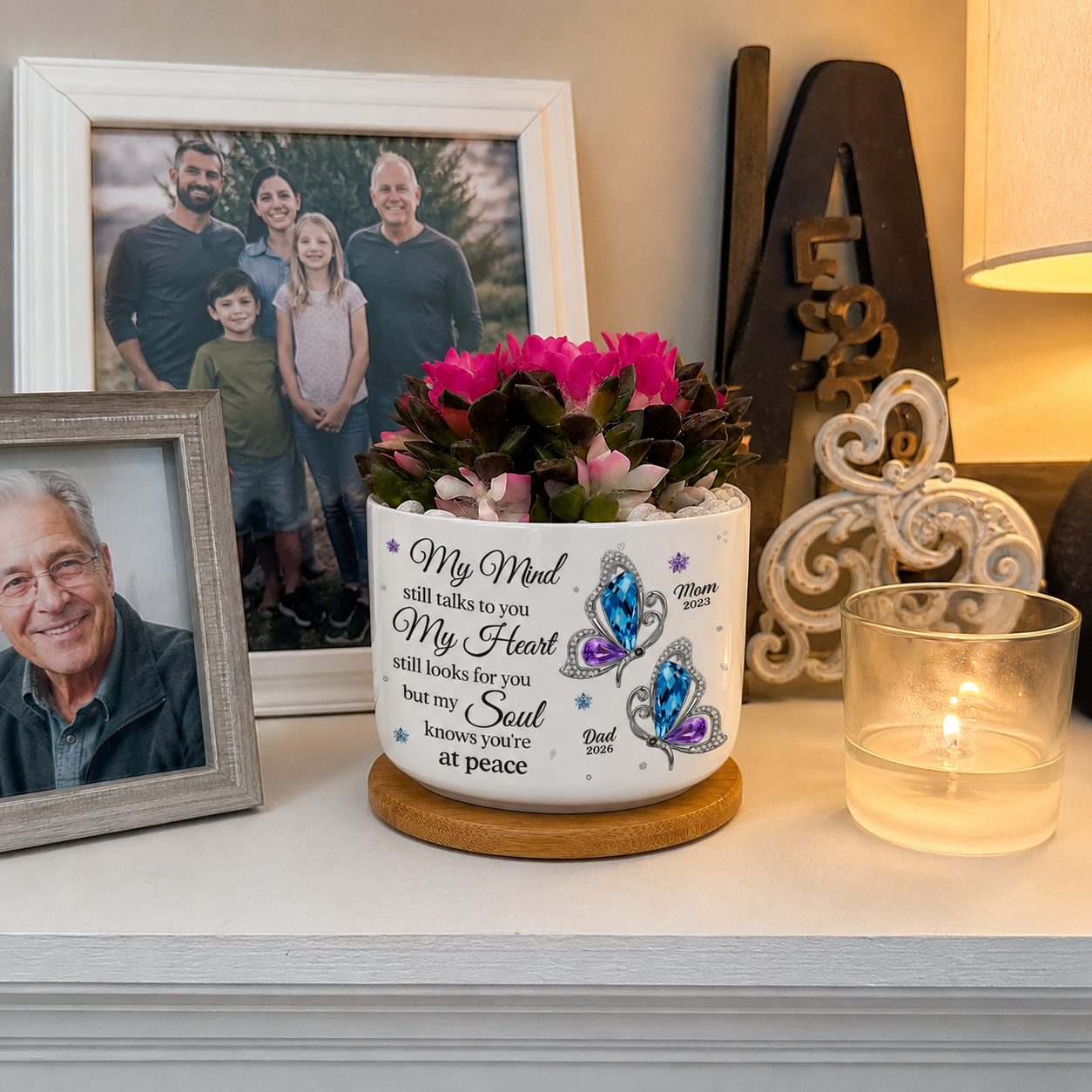 Custom Home Decor Ceramic Plant Pot - Personalized Memorial Sympathy Gifts For Loss of Mom, Dad - Cardinal Visits From Heaven