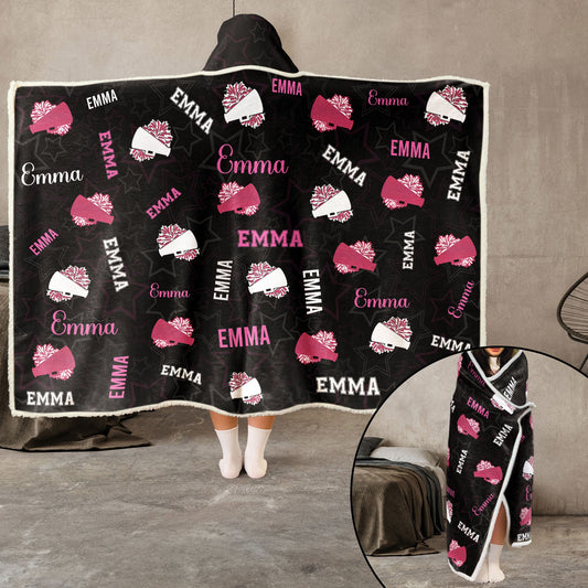 Cheerleader Custom Name, Color - Personalized Wearable Blanket Hoodie