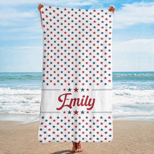 Chill The Fourth Out Red White & 250 - Personalized Beach Towel
