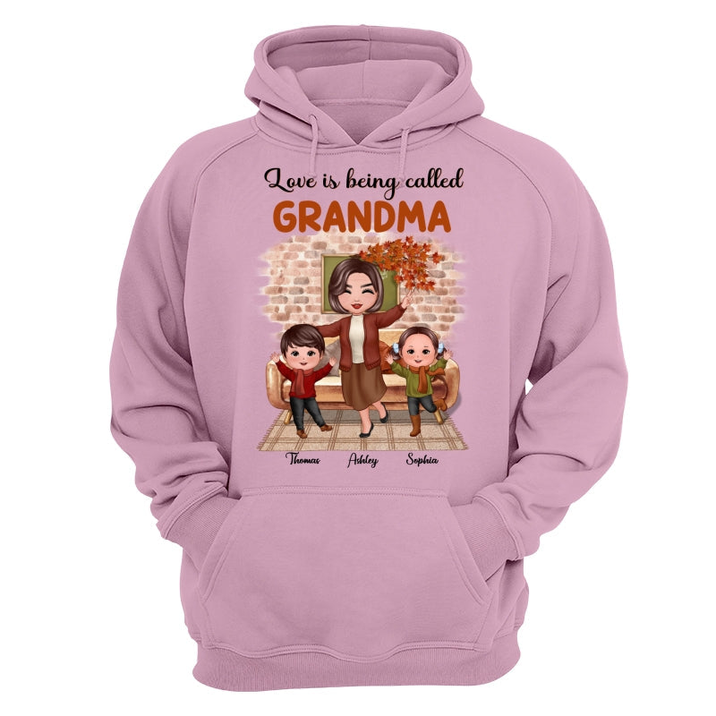 Fall Season Happy Doll Grandma And Grandkids Brick Background In House Personalized Shirt