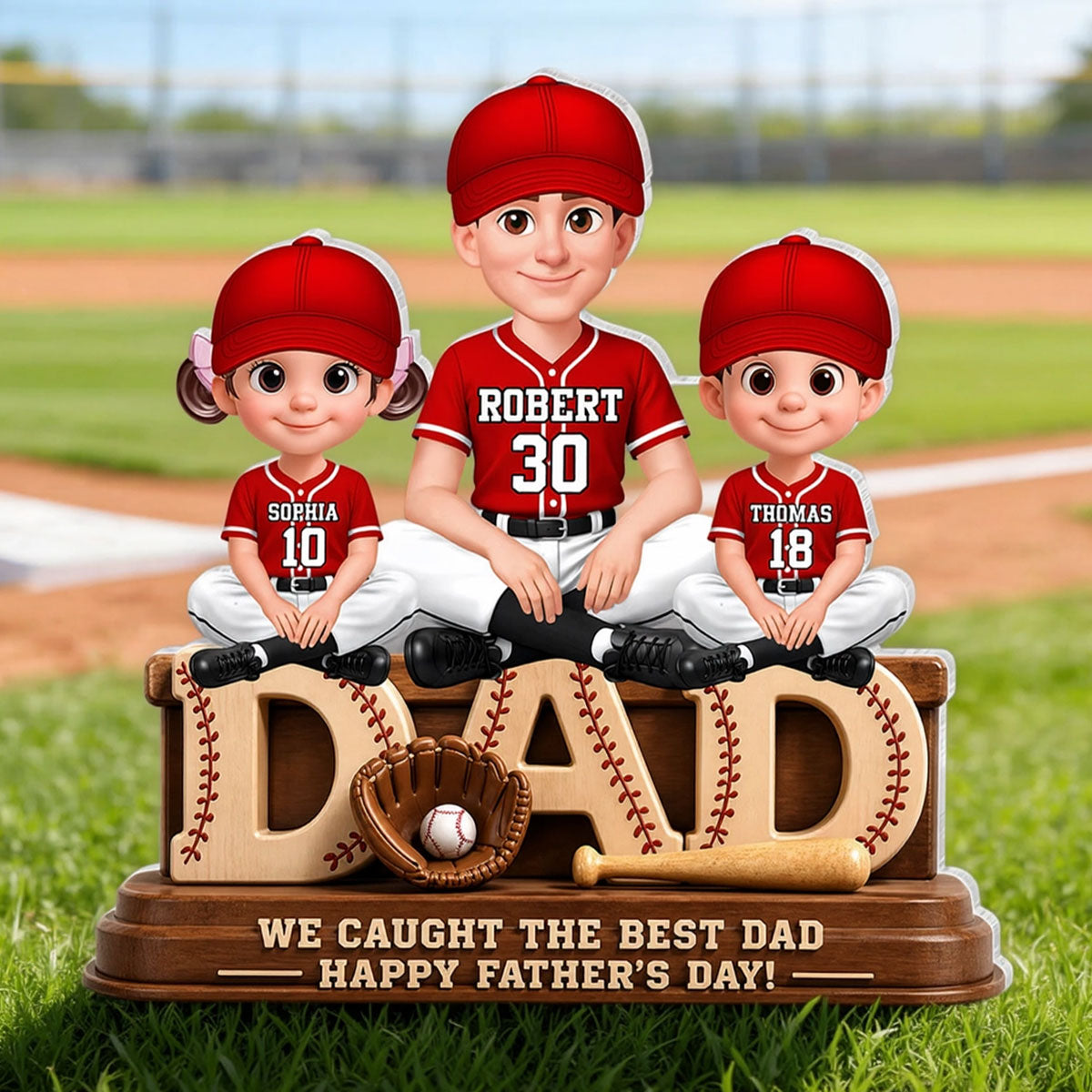 We Caught the Best Baseball Dad - Personalized Acrylic Block Plaque - Gift for Dad, Husband