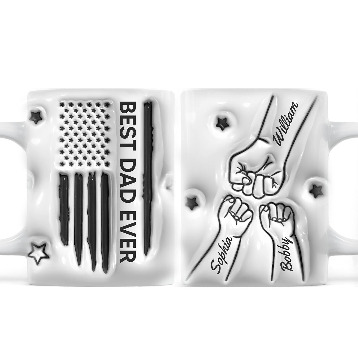 Best Dad Papa Grandpa Ever Fist Bump Outline Nation Flag Father‘s Day Gift Personalized 3D Inflated Mug