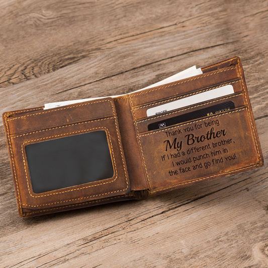 Congrats On Being My Brother You Lucky Bastard - Personalized Leather Wallet
