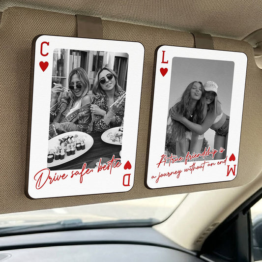 Congrats On Being My Bestie! You Lucky B - Funny Friendship Drive Safe - Personalized Wooden Photo Car Visor Clip
