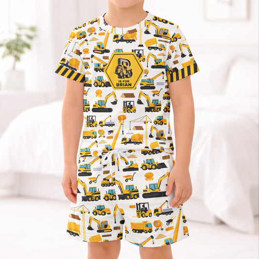 Construction, Monster Truck Unicorn Astronaut Letter - Personalized Kids Clothing Set