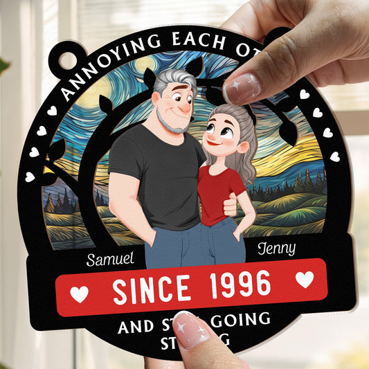 Couple Anniversary Gift Annoying Each Other Since - Personalized Window Hanging Suncatcher