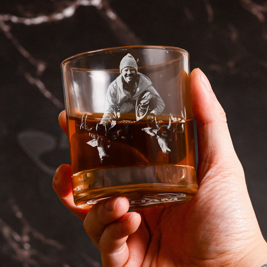 Father's Day Gifts, Custom Hunting Photo - Deer, Moose, Duck, Hog - Father's Day Gift - Personalized Whiskey Glass With Photo