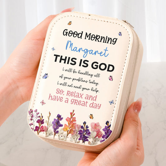 Custom Name & Birth Flower Christian Inspiration - Custom Makeup Box With LED Mirror