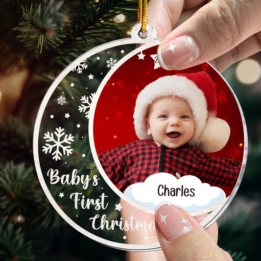 Custom Photo Baby's First Christmas - Personalized Acrylic Photo Ornament