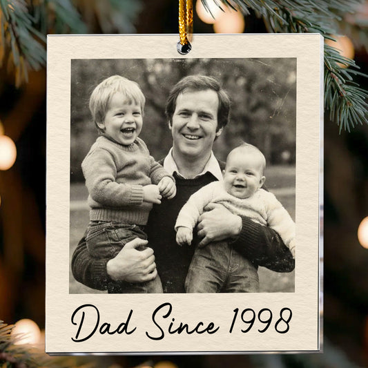Custom Vintage Retro Polaroid Photo Christmas For Kids, Family, Siblings, Grandparents - Personalized Acrylic Ornament