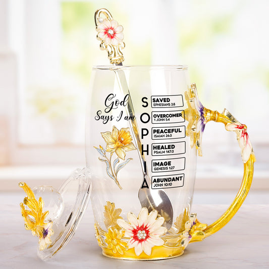 Custom Birth Flower & Name In Bible Verses Gifts For Her - Personalized Glass Cup