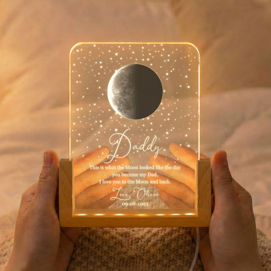 Father's Day Gifts, Custom Moon Phase By Date Gift For Dad Father's Day Keepsake - Personalized Night Light