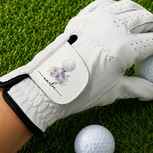 Custom Name And Birth Flower For Golf Lover - Personalized Golf Glove