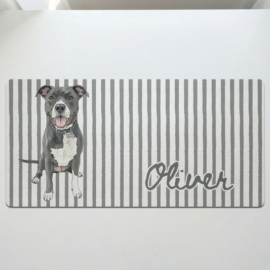 Custom Pet Portrait Watercolor Striped Pattern Gift For Dog Lovers, Cat Lovers - Personalized Desk Mat