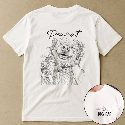 Custom Photo Sketch Line Art Dog Dad Shirt Gift For Him, Husband, Dad - Personalized Shirt