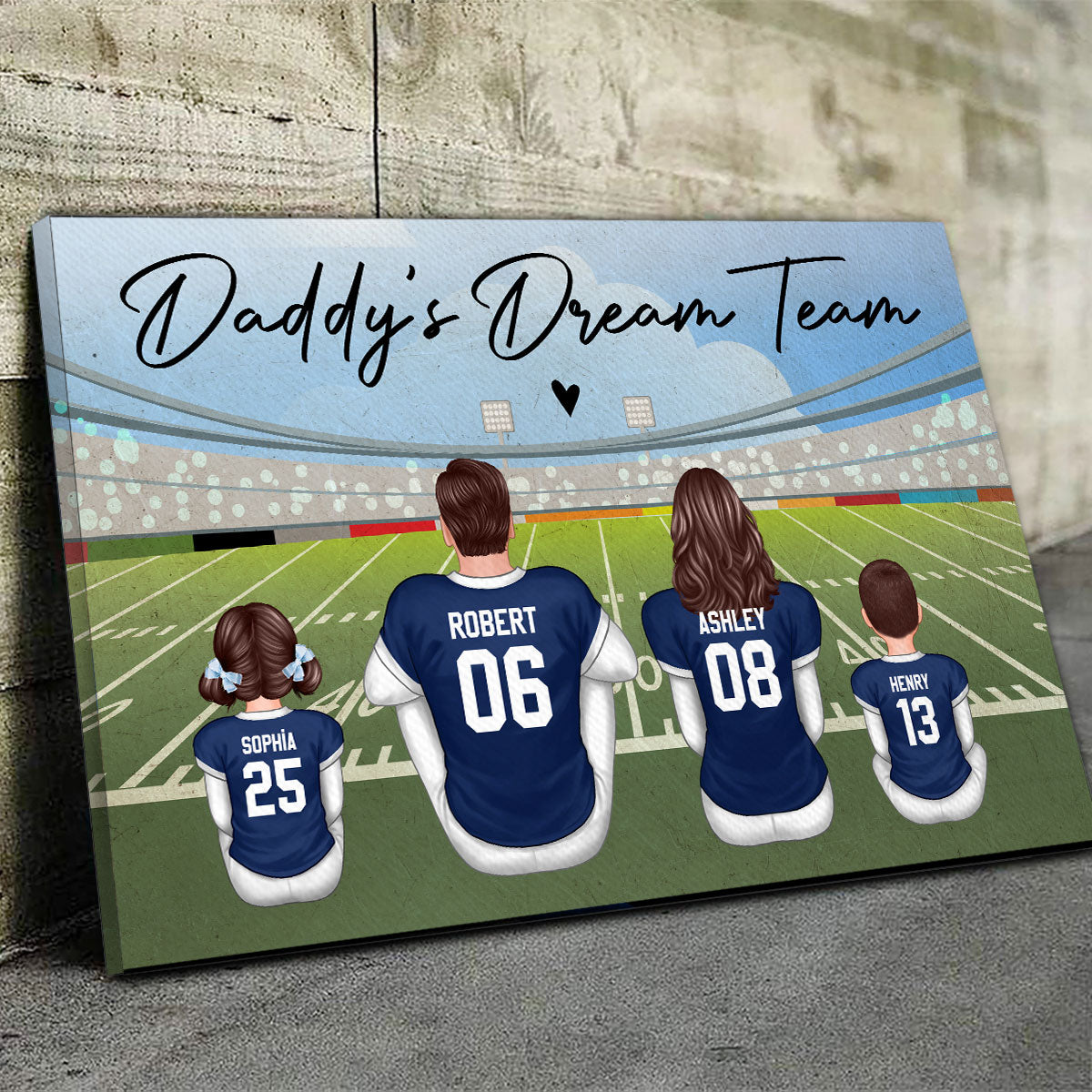 American Football Dad Team Family Personalized Canvas