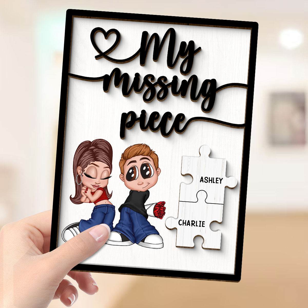 Y2K Couple My Missing Piece Personalized 2-layer Wooden Plaque, Gift For Him, For Her